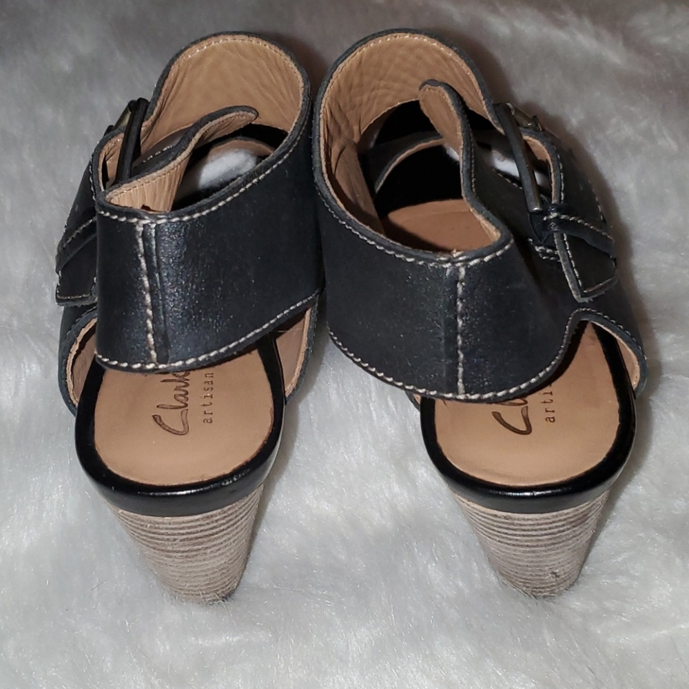 Clarks S. 9 Femmes Heels  Black With Brown Heels - Picture 4 of 9